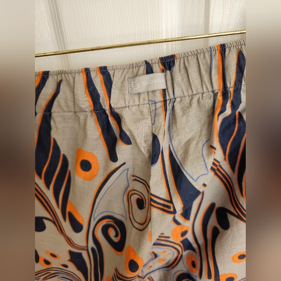 Punjammies by Sudara Abstract Fun Print Drawstring Pants Size Medium Gray Orange - Picture 8 of 17